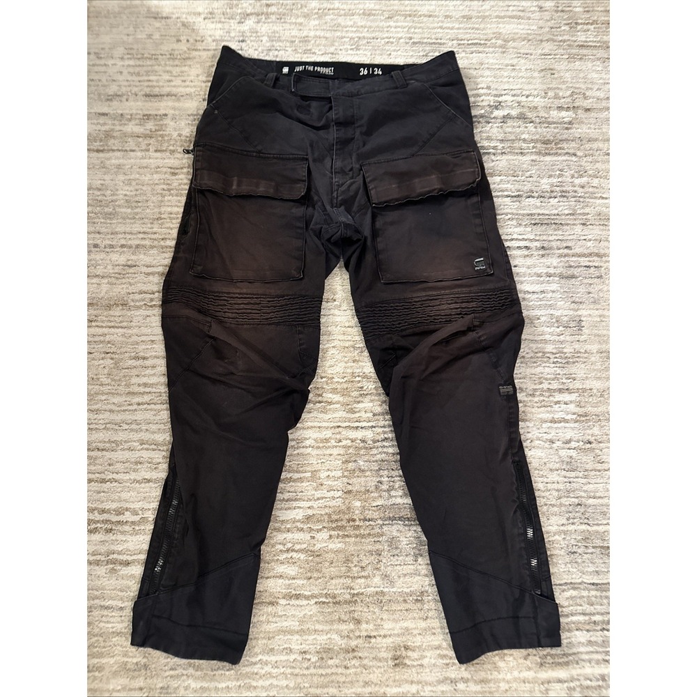 G Star Raw Vodan Tapered36x33 Blue Ripstop Mixed Media Cargo Pant Rugged DIstres